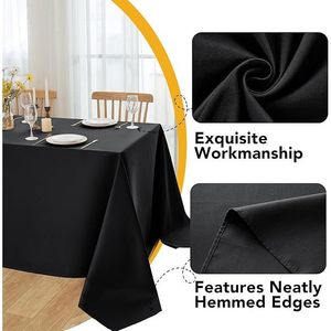 10 Pack 60 X 84 Inches Black <b>Rectangle</b> <b>Tablecloths</b> Stain Resistant Polyester Fabric Washable for 4 Foot Tables - Product Image 3
