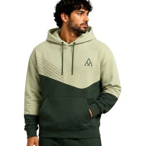 Sweat à capuche personnalisé pour homme, vert cèdre, en molleton de coton épais, color block, brodé, style streetwear, fabricant OEM - Product Image 1