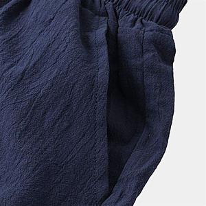 ชุดกีฬาผู้ชายสองชิ้นผ้าเทอร์รี่ระบายอากาศ คอกลมสีพื้น สไตล์สตรีทแวร์สำหรับฤดูร้อน - Product Image 5