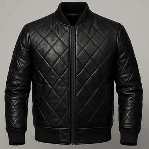 Veste en cuir noire pour homme, style gothique matelassé, broderie blanche effrayante, manteau d'hiver fait main, veste en cuir pour homme - Product Image 5