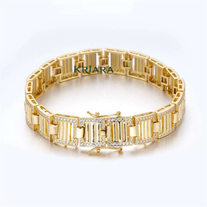Pulsera de Cadena con Eslabones Geométricos de Moissanita Chapada en Oro 925, Lujosa, Unisex, para Uso Diario - Product Image 1