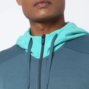 Sweat-shirt à capuche zippé pour homme, bicolore, coupe ajustée, style sportswear, en molleton, pour la gym et le quotidien, vente en gros - Product Image 4
