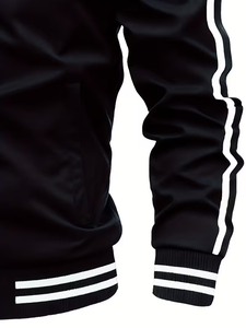 Men's Casual Stand-Up Collar Zipper Jacket Stylish Two-Bar Design Multi-Pocket Outdoor Sports Jacket Lightweight And Suitable - Product Image 5