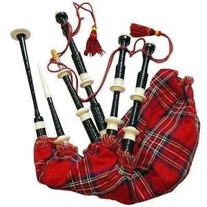 Gaitas de celtas Highland, juego completo con estuche, material de palo de rosa, gaitas de práctica, cubierta de tartán rojo, drona, caña, instrumento de afinación, clave A - Product Image 1