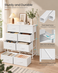 White <b>8</b> Drawer Dresser Fabric Metal <b>Frame</b> Modern Freestanding Storage Furniture Bedroom - Product Image 3