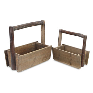 Support de rangement rectangulaire en bois à 3 compartiments, fait main, rustique, pour ustensiles de cuisine, type sur pied - Product Image 3