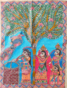 Pintura Madhubani Cultural de Bihar sobre Metal - Decoración de Pared de Arte Folclórico Hecha a Mano en 3D - Product Image 2