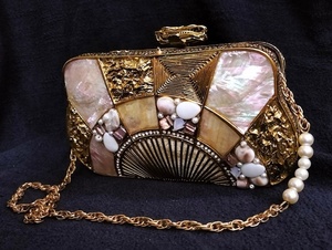 Luxury Crafts Women's Evening Bag Mother of <b>Pearl</b> and Metal Clutch Shoulder for Wedding and Party Wear Featuring Stone Work - Product Image 6