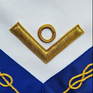 Delantal de Maestro Ceremonial de Alto Rango, Rito de Salomón, con Insignia de Lazo de Oro Bordada a Mano y Pin de Seguridad, de Cuero, Resistente al Agua, Personalizable - Product Image 5