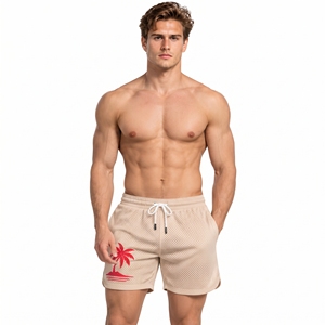 Shorts de Baño de Malla para Hombre, Secado Rápido, Transpirables, con Cordón Ajustable, Estampado de Palmeras, Ligeros, con Bolsillos Laterales para Piscina - Product Image 3