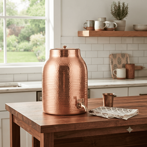Distributeur d'eau artisanal en cuivre avec support, design nid d'abeille martelé, serveur de boissons, vaisselle de cuisine domestique, export en gros - Product Image 3