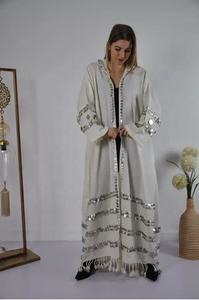 Abaya d'été à capuche avec broderie de pièces de monnaie, nouvelle collection, robe abaya islamique caftan - Product Image 3