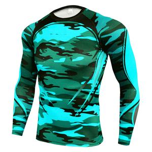 Tamaño personalizado de los hombres de compresión Rash Guard camisa de manga larga de protección solar sublimada de impresión de color personalizado de verano Rash Guard - Product Image 4