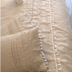 Juego de Cama de 4 Piezas de Lino 100% Sarga, Bordado Pesado Personalizado, Promoción Especial, Ecológico y Absorbente de Humedad, Venta Directa de Fábrica - Product Image 2