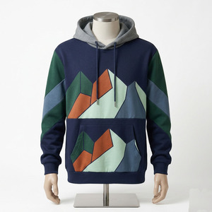 Sudadera con capucha para hombre con logo OEM personalizado, estampado multicolor, estilo urbano, venta al por mayor, forro polar grueso, bloques de color - Product Image 5