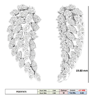 Boucles d'oreilles clous ailes d'ange symétriques en or jaune 14K plaqué rhodium avec diamants naturels taille brillant 0.6CTW pour femme – Luxe Divin