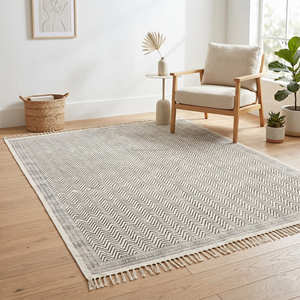 Tapis décoratif en coton tissé à la main de style tribal pour salon, entrée et intérieur de ferme moderne - Product Image 6