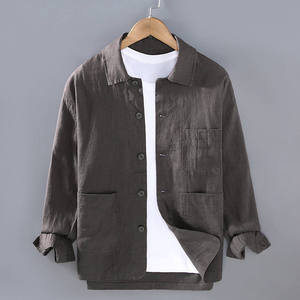 เสื้อเชิ้ตแขนยาวผู้ชายทรงปกติ สีพื้น ผ้าฝ้ายทอ 100% สีเขียว สวมใส่สบายๆ - Product Image 3