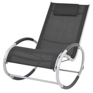 Fauteuil à bascule en aluminium noir et gris avec structure en fer et textilène - Product Image 1
