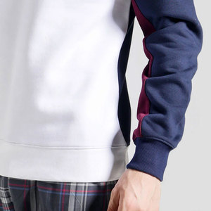Sweat-shirt à col rond pour homme, en coton, avec blocs de couleur, coupe classique, décontracté, pour l'automne, bleu, blanc, bordeaux - Product Image 3