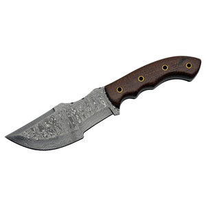 Couteau Tracker en Acier Damas, Lame Fixe, Outil de Chasse, de Camping et de Survie, Couteau Tracker avec Manche en Bois, Best-Seller - Product Image 4