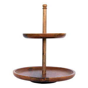 Top Selling Elegant Design Whitewashed Handmade Wooden 2 Tier Cake Stand For Home Decoration Weddings And Parties Display - Product Image 3