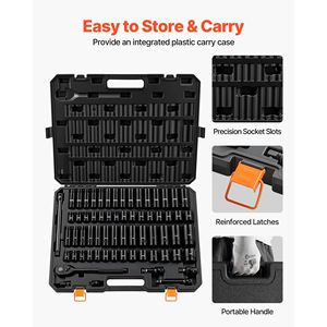 Set di chiavi a bussola a impatto da 1/2 pollice, 65 pezzi, identificazione facilitata, 6 punte, SAE 3/8 pollici, 1 1/4 pollici, metrico 10-24 mm, set di chiavi a bussola da 65 pezzi 19 mm 32 mm - Product Image 6