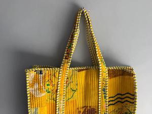 Sac fourre-tout bohème en coton à motifs floraux, poignée souple, ouverture supérieure, capacité 36-55L, usage quotidien, pour femme - Product Image 4