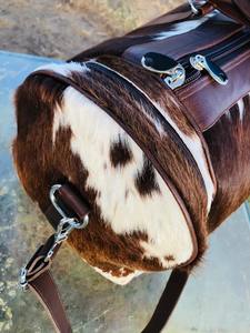 Real Cowhide Leather Hair on Duffle <b>Bag</b> Vintage Fashion Travel Luggage Large Capacity Weekend Zipper Closure LHDB-0028 - Product Image 5