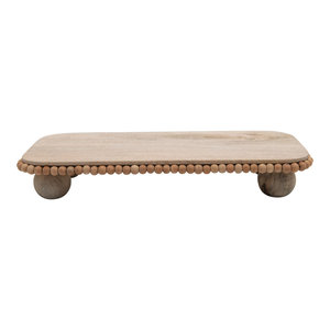 Bandeja Elevadora de Madera con Borde Festoneado, Soporte Decorativo Rústico para Servir, Bandeja Decorativa para el Hogar Estilo Granja - Product Image 1