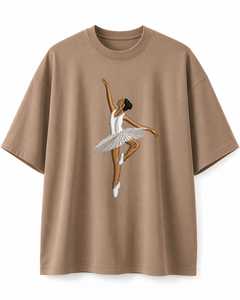 Camiseta Unisex Extra Grande de Cuello Redondo con Logotipo Personalizado Bordado, Camiseta de Algodón con Bordado de Ballet, Premium - Product Image 2