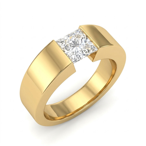 <b>Emerald</b> Cut Diamond <b>Ring</b> 14K Yellow Gold Prong Setting Classic Eternity <b>Band</b> Unisex Geometric Style Wedding IGI Certified - Product Image 2
