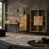 MANGALAM ART EXPORT Mueble de Almacenamiento de Madera de Mango con Diseño Europeo Ajustable y Cajonera de Madera Artesanal