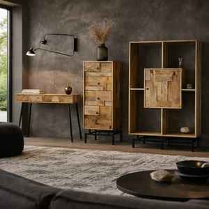 MANGALAM ART EXPORT European Design Adjustable Mango Wood Storage Cabinet with Handcrafted Wooden Drawer Unit - Product Image 3