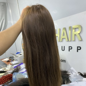 Vente chaude Cheveux Bruts Personnalisés Brun Premium Perruques de Cheveux Humains Vietnamiens Droite Suisse HD Perruque Dentelle Frontale - Product Image 4