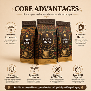 Sacchetti per Caffè Personalizzati con Valvola, Riutilizzabili, Termosaldati, con Cerniera Laterale e Fondo Piatto - Product Image 5