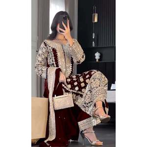 Fancy Top-Bottom y Dupatta Set con trabajo de secuencia de bordado pesado para vestidos de noche - Product Image 3