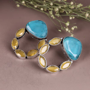 Pendientes colgantes de latón chapado en plata antigua con gemas de flor estilo bohemio para mujer, ideales para fiestas y ocasiones especiales. - Product Image 5