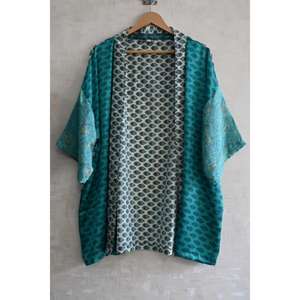 Robe kimono en soie pour femmes, style bohème, faite à la main, longue, imprimée, sexy, robe de mariée, vêtements de nuit, tenue de détente luxueuse et douce - Product Image 2