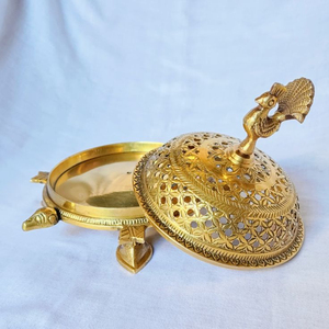 Handmade Metal Incense <b>Burner</b> With Wooden Handle Aromatic Diffuser <b>For</b> Home Decor Sandalwood Finish All Season Use - Product Image 5