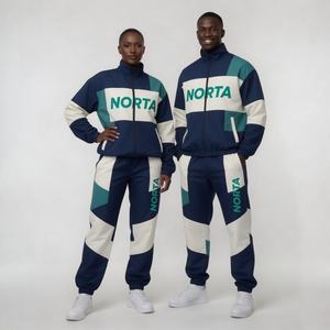 Ensemble de survêtement pour homme avec logo personnalisé, veste à col montant zippée et pantalon, coupe-vent de course en nylon, fournisseur en gros - Product Image 5