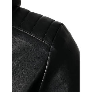 Men's Soft <b>Leather</b> Winter Motorcycle <b>Jacket</b> with <b>Long</b> Sleeves and Zipper Closure Breathable OEM Service - Product Image 4
