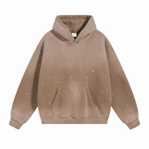 Sweat-shirt à capuche rose surdimensionné, couleur unie, décontracté, en molleton, avec poche avant, coupe classique, tricoté, unisexe - Product Image 4