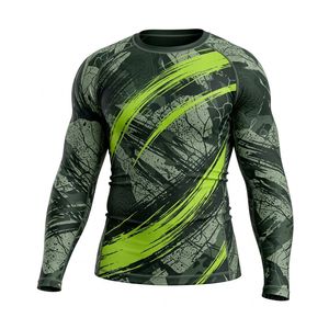 Rashguard de compression à manches longues pour hommes, anti-transpiration, marque privée, pour les marques et les salles de sport de MMA - Product Image 1