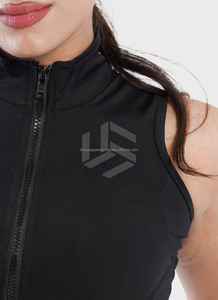 Custom Sports Wear <b>Women's</b> Tank <b>Top</b> Quick Dry Gym Fitness Crop OEM <b>Women</b> Slim Fit Sleeveless <b>Zip</b>-<b>Up</b> Casual Tank <b>Top</b> - Product Image 4