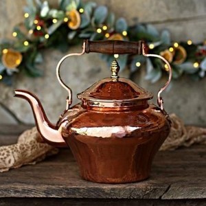Elegant <b>Copper</b> Teapot Wooden Handle Premium Finish Water Kettle for Kitchen Dining <b>Table</b> and Serving Purpose Home Hotel Decor - Product Image 2