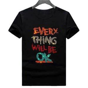 Camiseta de Algodón 100% de Alta Calidad con Pedrería, Marca Privada, Transpirable, para Hombre, Venta al Por Mayor - Product Image 1