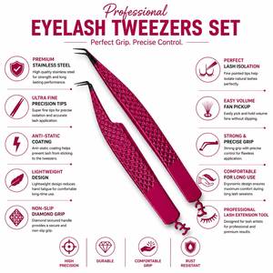 Pince à épiler chirurgicale de précision Morje 10 mm rose en acier inoxydable à pointe lisse, prise en main parfaite, outil de maquillage professionnel - Product Image 6