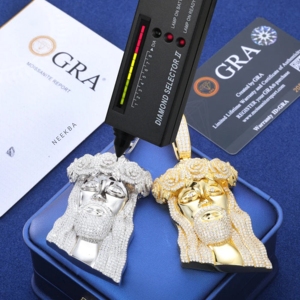 Pendentif Tête de Jésus Couronne de Roses - Pendentif en Argent Sterling 925 avec Moissanite, Pendentif Tête de Jésus Glacé Style Hip Hop, Pendentif Tête de Christ - Product Image 6