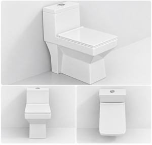 WC en céramique deux pièces, cuvette allongée, chasse d'eau par gravité, design minimaliste, fixation au sol, évacuation en S - Product Image 3